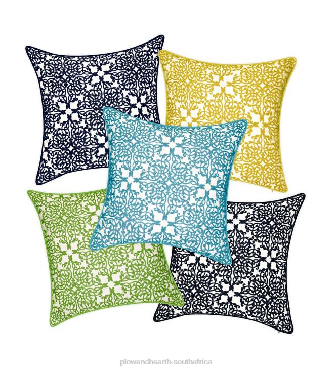 Houseware Plow & Hearth Indoor/Outdoor Embroidered Lacework Throw Pillow - Black NFLB1261