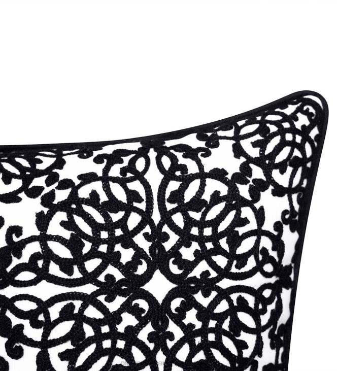 Houseware Plow & Hearth Indoor/Outdoor Embroidered Lacework Throw Pillow - Black NFLB1261