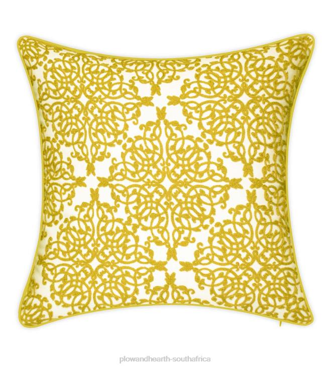 Houseware Plow & Hearth Indoor/Outdoor Embroidered Lacework Throw Pillow - Yellow NFLB3186