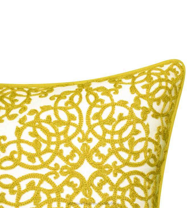 Houseware Plow & Hearth Indoor/Outdoor Embroidered Lacework Throw Pillow - Yellow NFLB3186