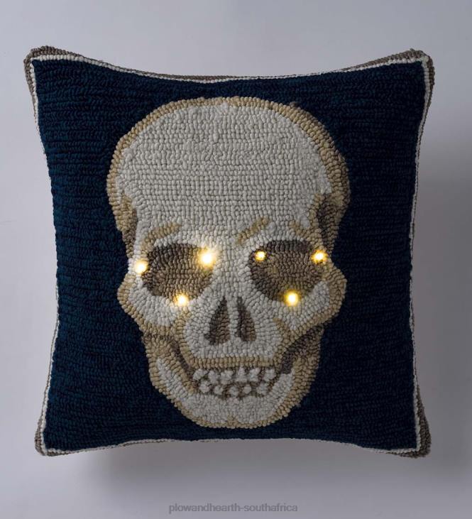 Houseware Plow & Hearth Indoor/Outdoor Lighted Skull Halloween Pillow NFLB1236