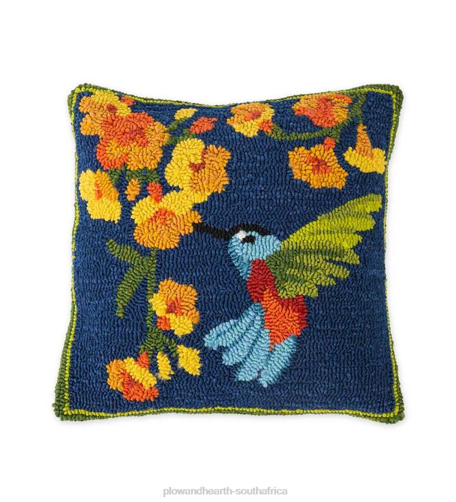Houseware Plow & Hearth Indoor/Outdoor Trumpet Vine With Hummingbird Hooked Polypropylene Throw Pillow NFLB1242