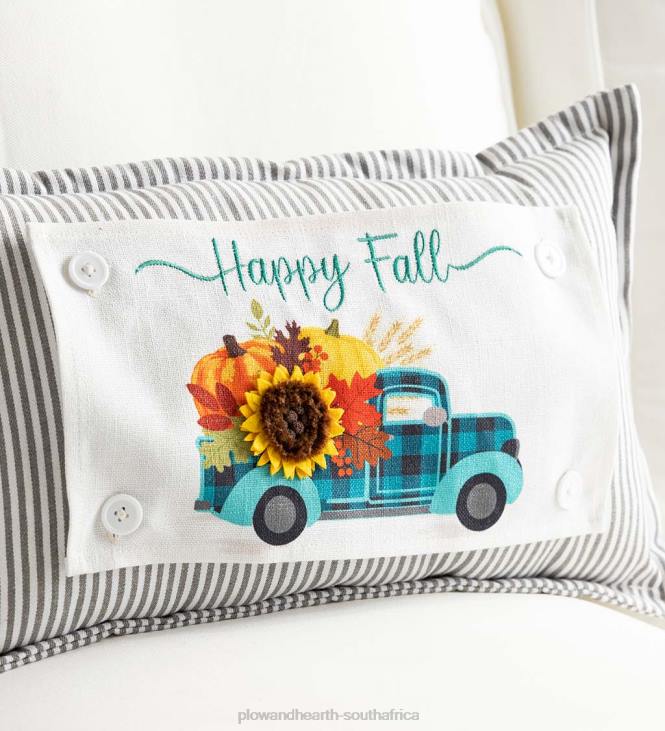 Houseware Plow & Hearth Pin-Stripe Lumbar Pillow with 5 Interchangeable Panels, 20x 12NFLB2407