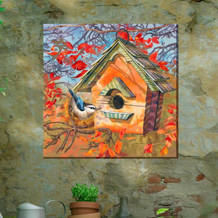 Houseware Plow & Hearth Autumn Bird Indoor/Outdoor Canvas Wall Art NFLB1652