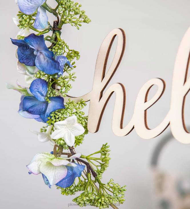 Houseware Plow & Hearth Blue and White Floral Hoop Wall Decor NFLB2365
