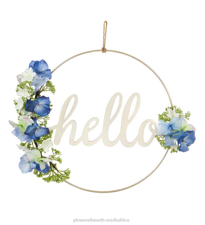 Houseware Plow & Hearth Blue and White Floral Hoop Wall Decor NFLB2365