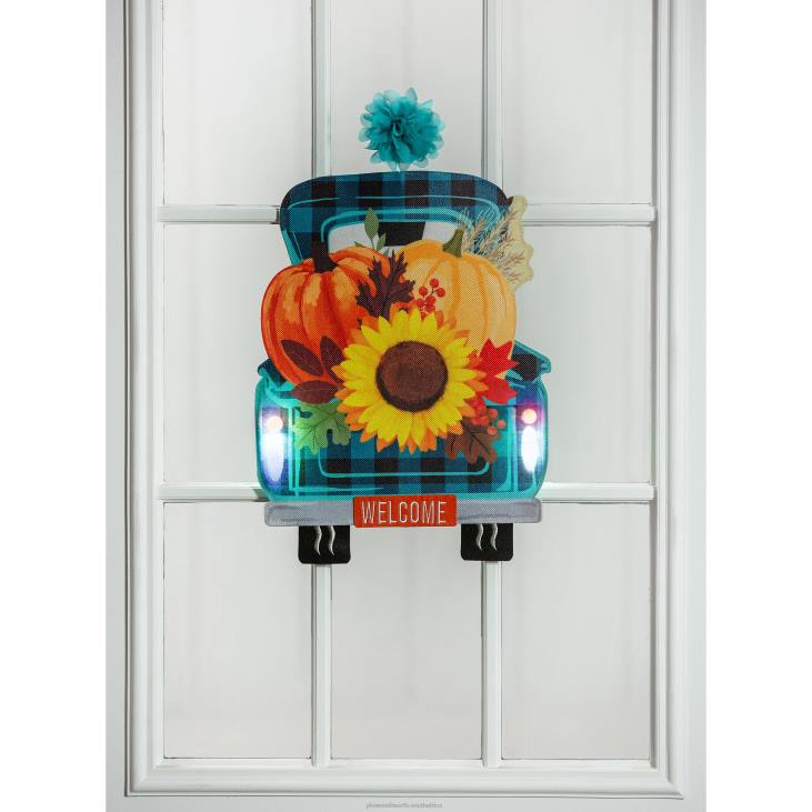 Houseware Plow & Hearth Fall Plaid Truck Lighted Window Decor NFLB2386
