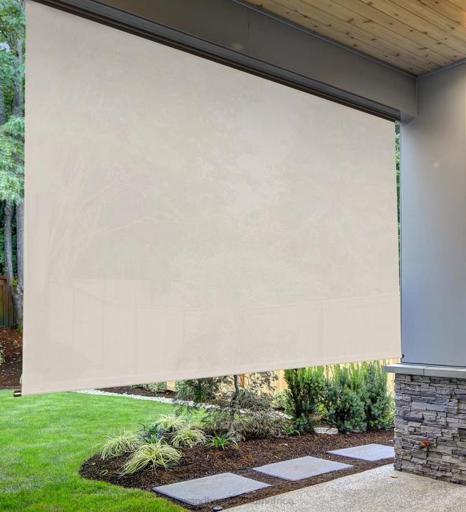 Houseware Plow & Hearth Deluxe Roll-Up Outdoor Solar Shade with Cordless Crank NFLB1461