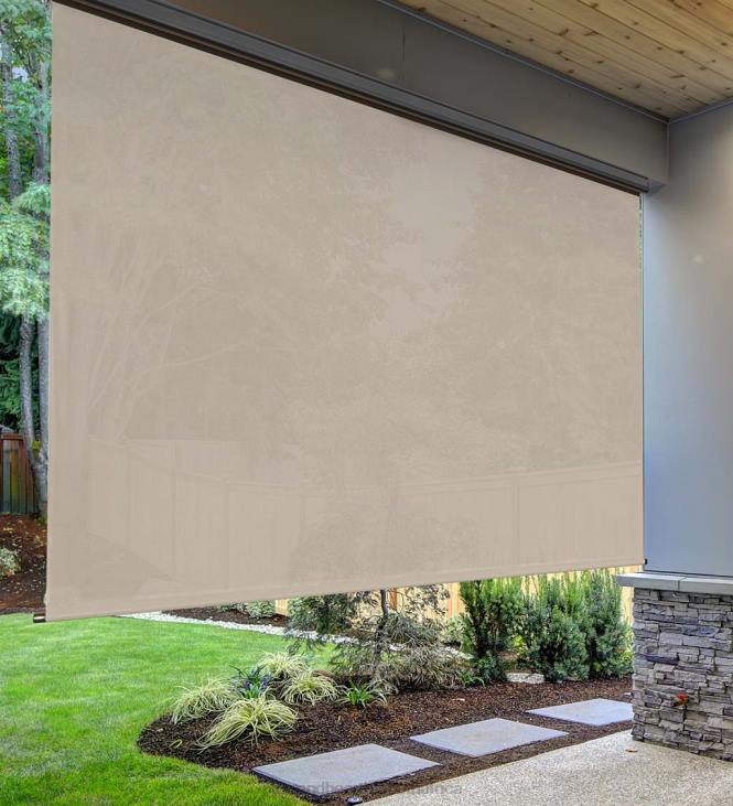 Houseware Plow & Hearth Deluxe Roll-Up Outdoor Solar Shade with Cordless Crank NFLB1461