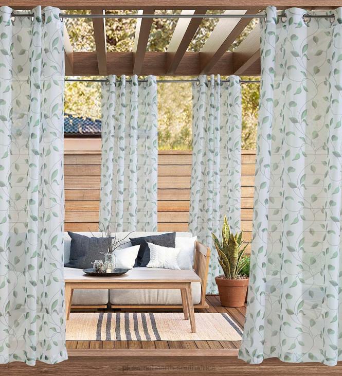 Houseware Plow & Hearth Two-Tone Leaf Outdoor Curtain Panel NFLB1466