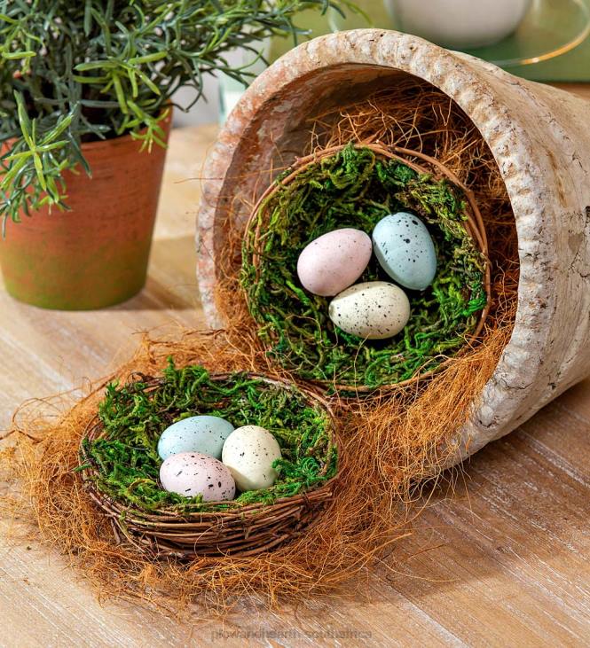 Houseware Plow & Hearth Artificial Easter Bird Nest Table Decor in Gift Box, Set of 4 NFLB2434