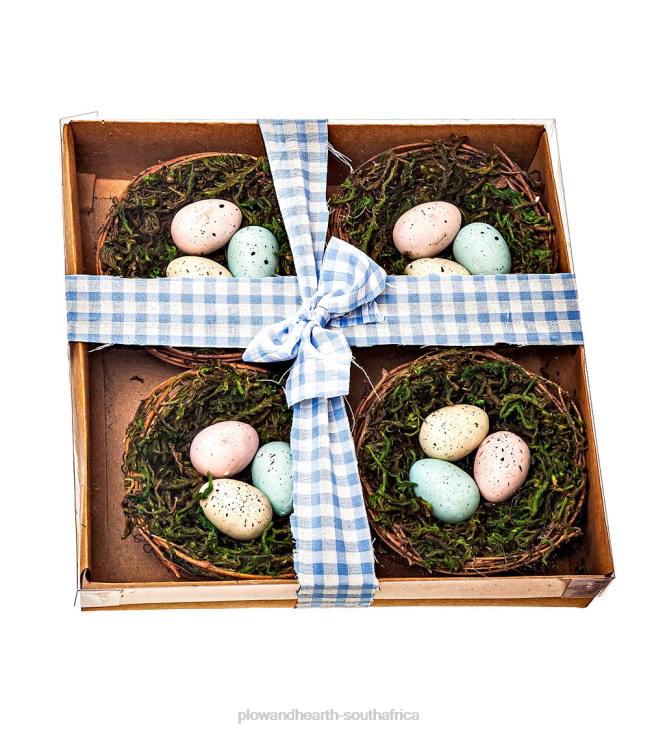 Houseware Plow & Hearth Artificial Easter Bird Nest Table Decor in Gift Box, Set of 4 NFLB2434