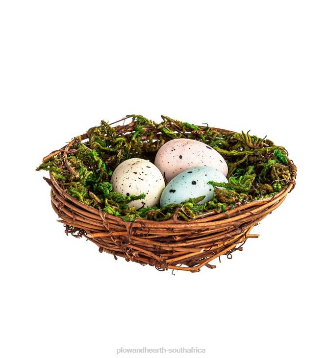 Houseware Plow & Hearth Artificial Easter Bird Nest Table Decor in Gift Box, Set of 4 NFLB2434