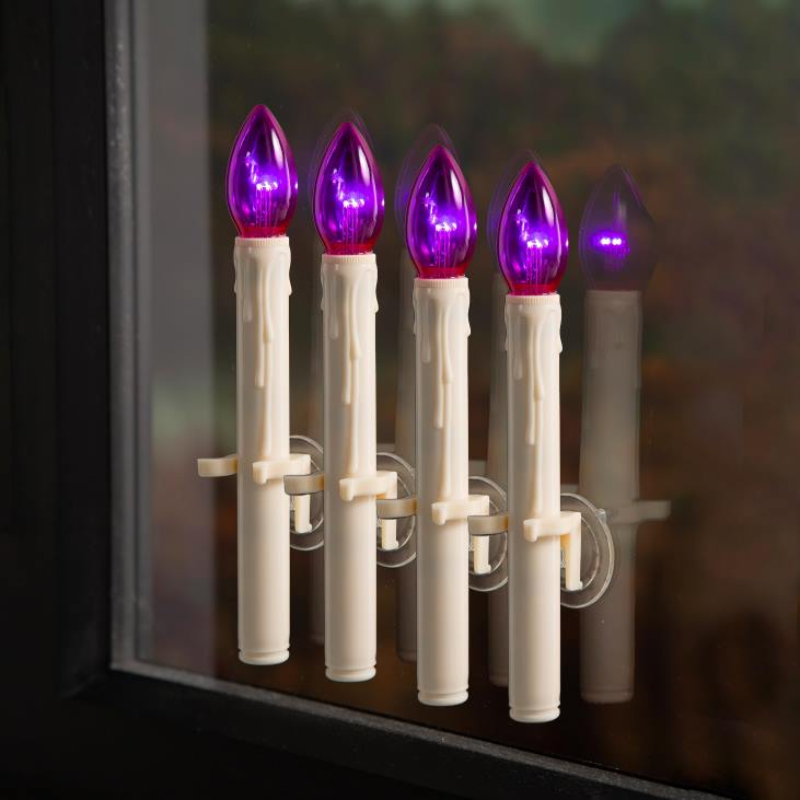 Houseware Plow & Hearth Battery-Operated Halloween Suction Cup Candles, Set of 4 - Purple NFLB2357