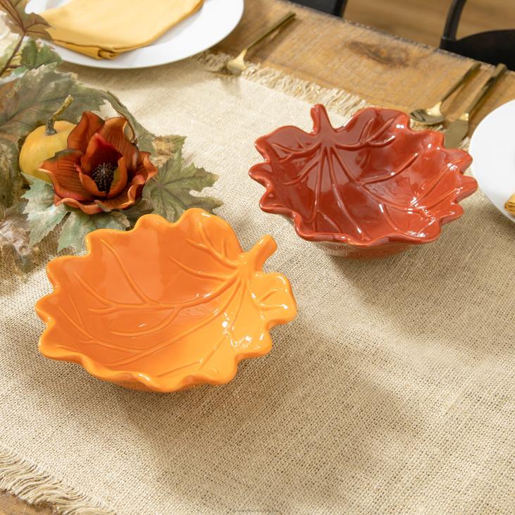 Houseware Plow & Hearth Ceramic Fall Leaf Bowls, Set of 2 NFLB2339