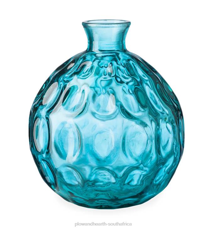 Houseware Plow & Hearth Dune Round Recycled Dimpled Glass Vase, 7.5 H - Blue NFLB2422