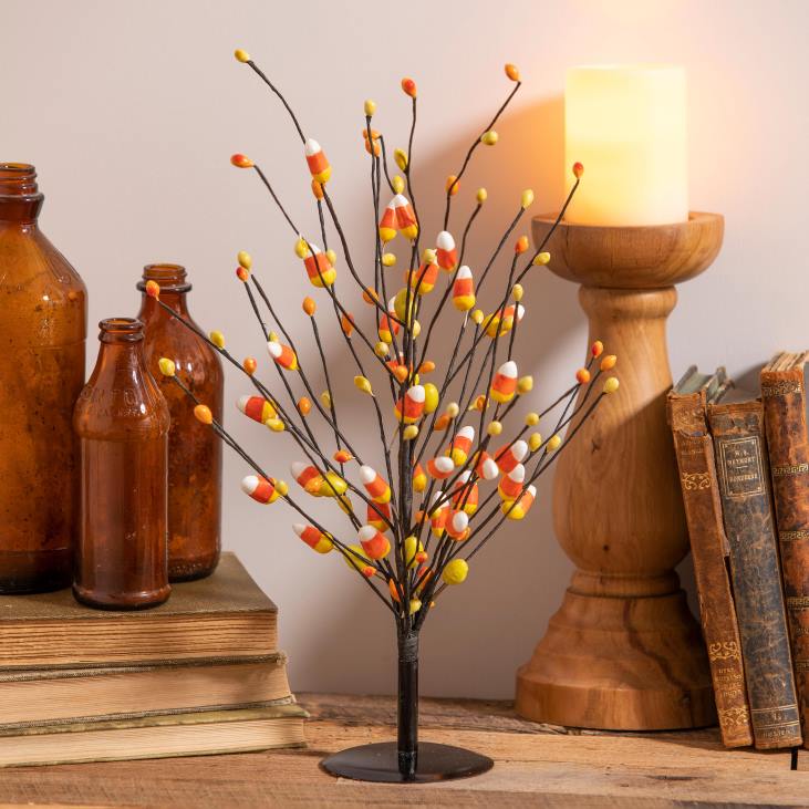 Houseware Plow & Hearth Halloween Candy Corn Artificial Tabletop Tree NFLB2378