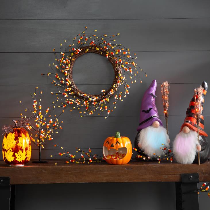 Houseware Plow & Hearth Halloween Candy Corn Artificial Tabletop Tree NFLB2378