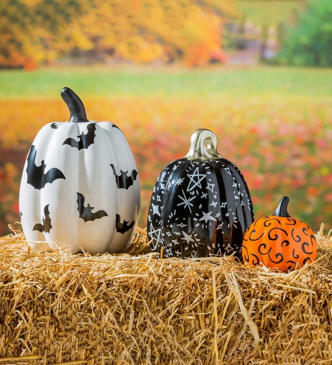 Houseware Plow & Hearth Halloween Dream Ceramic Pumpkins, Set of 3 NFLB2435