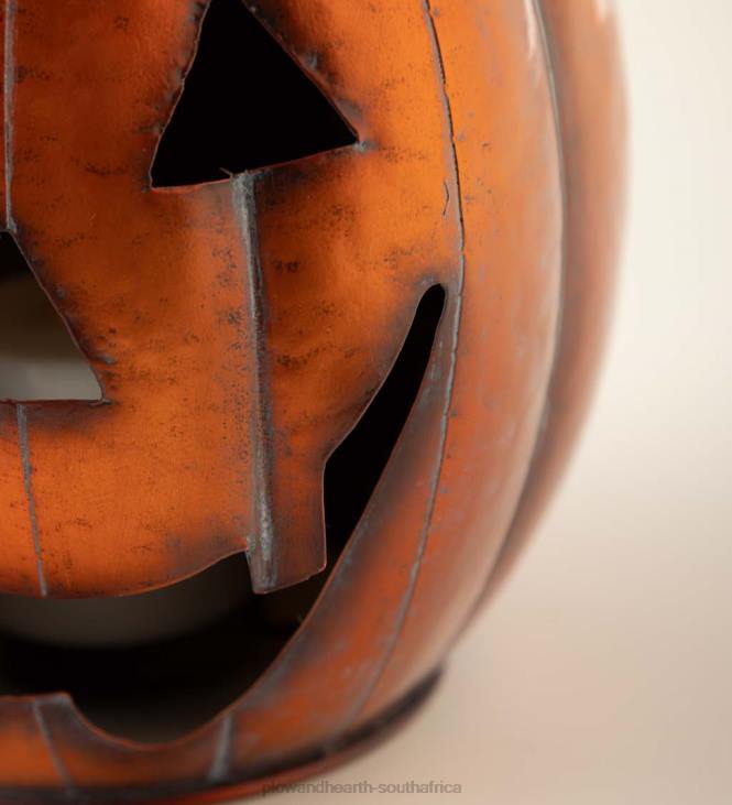 Houseware Plow & Hearth Halloween Pumpkin Metal Lantern with Flickering LED Candle - Silver NFLB2423