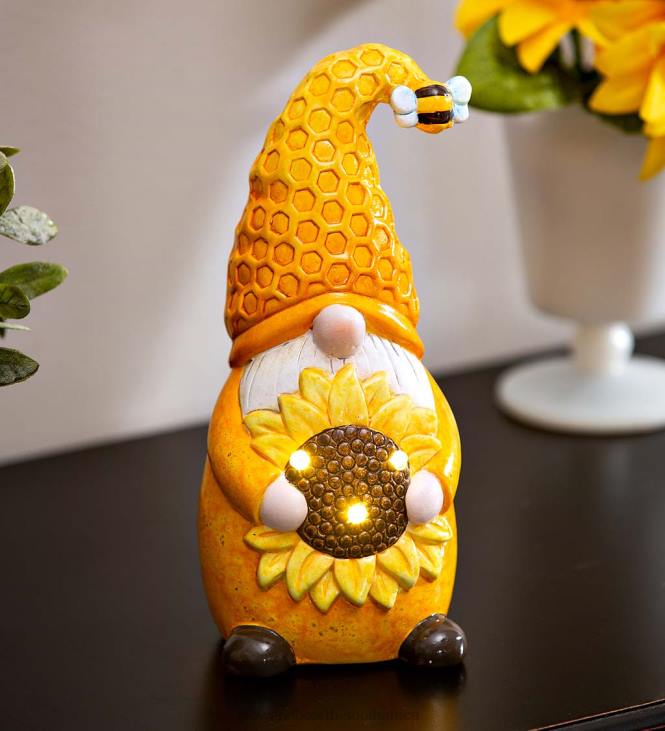 Houseware Plow & Hearth Lighted Ceramic Honeycomb Gnome NFLB2383