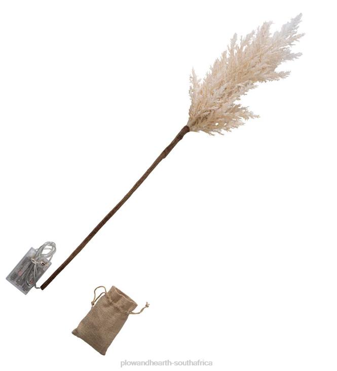 Houseware Plow & Hearth Lighted Faux Pampas Grass Branches, Set of 2 - Caramel NFLB2335