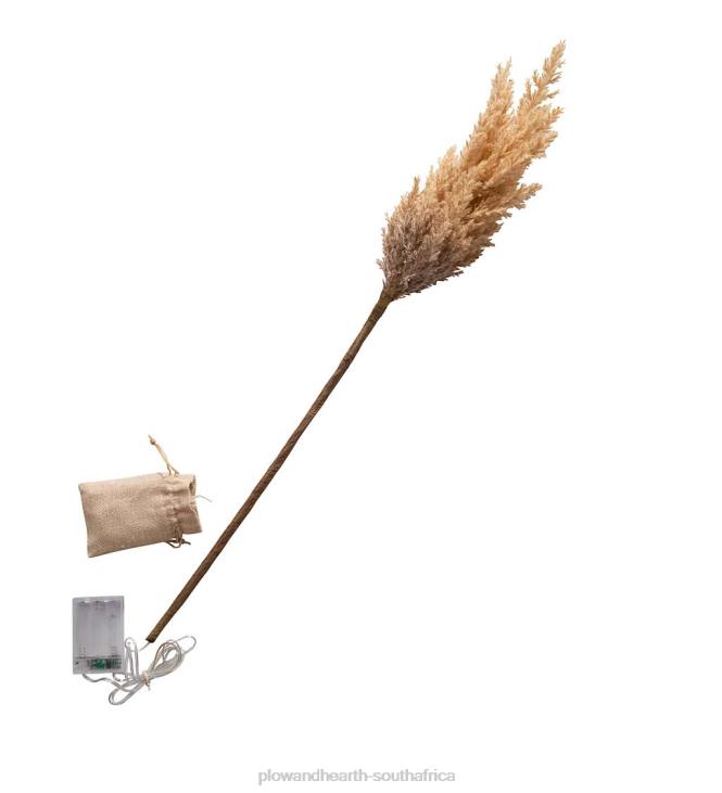 Houseware Plow & Hearth Lighted Faux Pampas Grass Branches, Set of 2 - Caramel NFLB2335