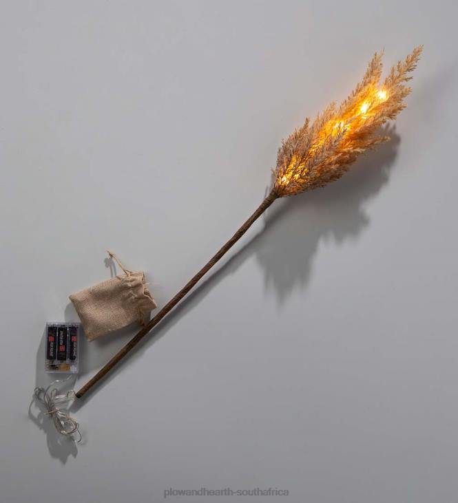 Houseware Plow & Hearth Lighted Faux Pampas Grass Branches, Set of 2 - Caramel NFLB2335
