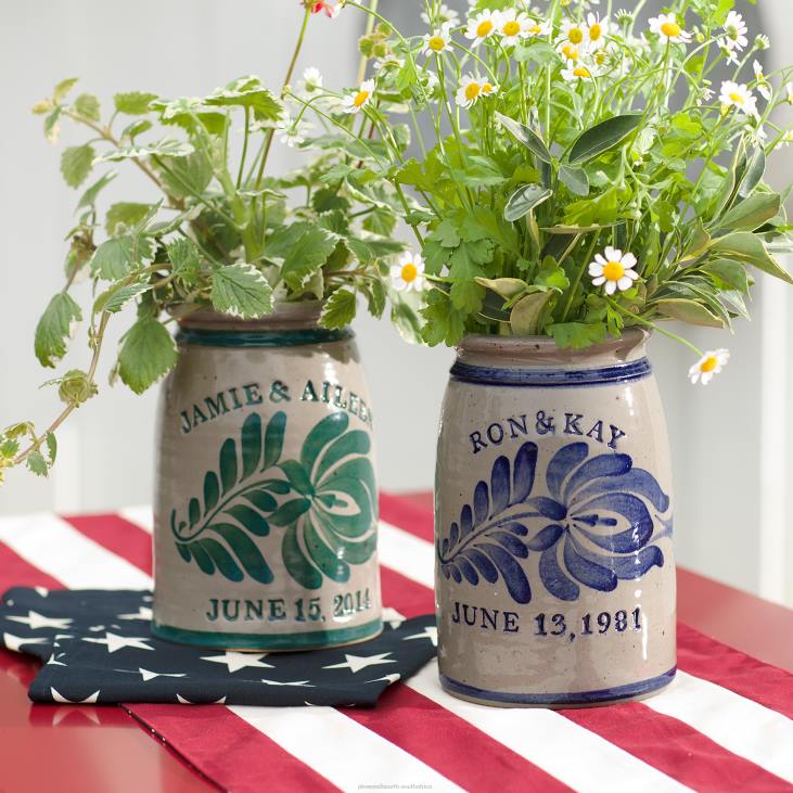 Houseware Plow & Hearth Personalized Stoneware Wedding Crock - Green NFLB2351