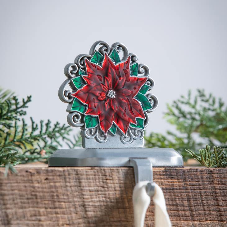 Houseware Plow & Hearth Poinsettia Christmas Stocking Hanger NFLB2331