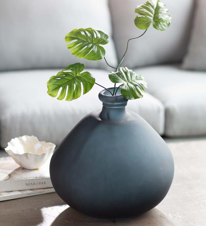 Houseware Plow & Hearth Recycled Round Frosted Gray Glass Balloon Vase - Gray NFLB2473