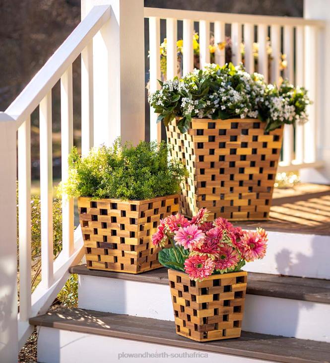 Houseware Plow & Hearth Recycled Wood Planters, Set of 3 NFLB2477