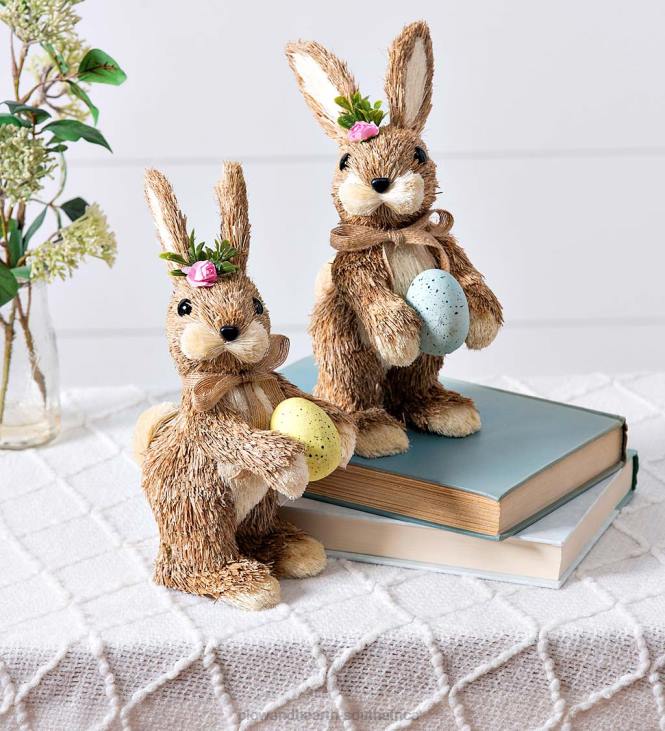 Houseware Plow & Hearth Straw Easter Bunnies, Set of 2 NFLB2390