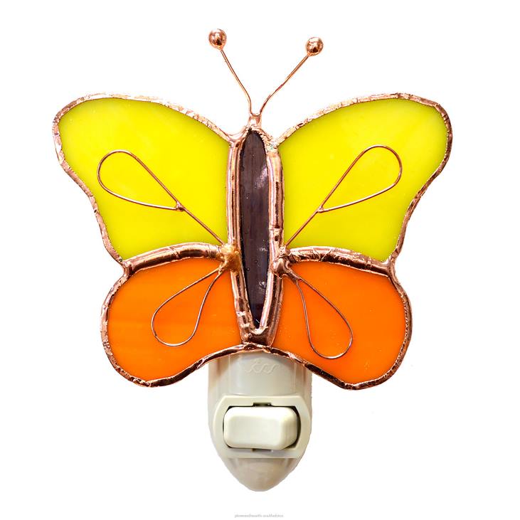 Houseware Plow & Hearth Handcrafted Stained Glass Butterfly Nightlight - Orange NFLB2495