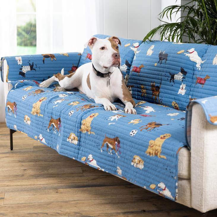 Houseware Plow & Hearth Protective Pet Furniture Cover, Blue Dog Park Design NFLB2545