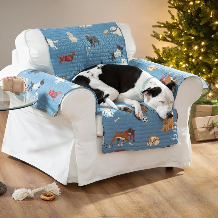 Houseware Plow & Hearth Protective Pet Furniture Cover, Blue Dog Park Design NFLB2545
