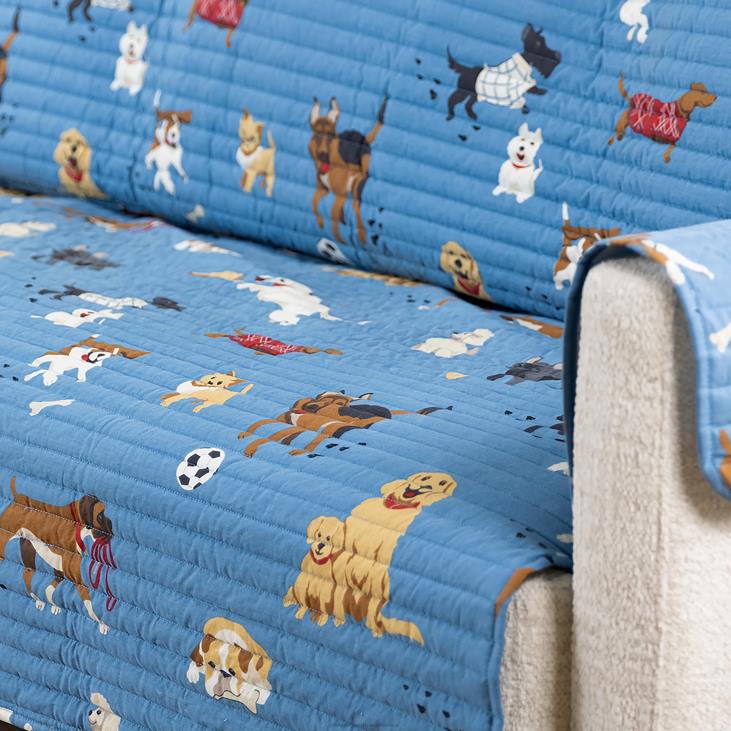 Houseware Plow & Hearth Protective Pet Furniture Cover, Blue Dog Park Design NFLB2545