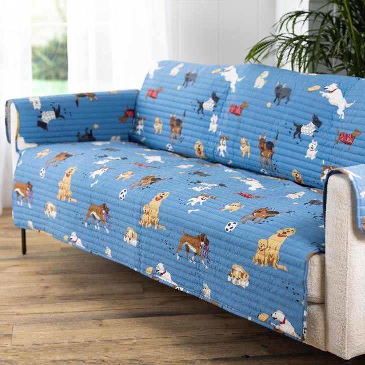 Houseware Plow & Hearth Sofa Protective Pet Cover, Blue Dog Park NFLB3241