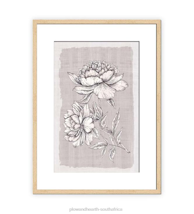 Houseware Plow & Hearth Botanical Linen I Framed Wall Art Painting NFLB2516