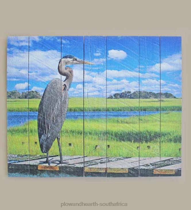 Houseware Plow & Hearth Heron on Pier Mill Wood Wall Art NFLB2542