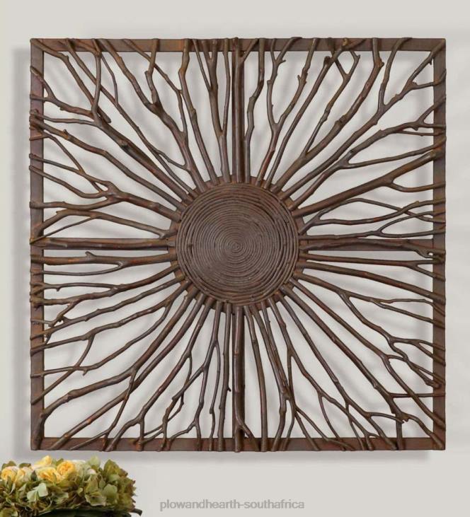 Houseware Plow & Hearth Josiah Square Wood Branch Burst Wall Panel NFLB2526