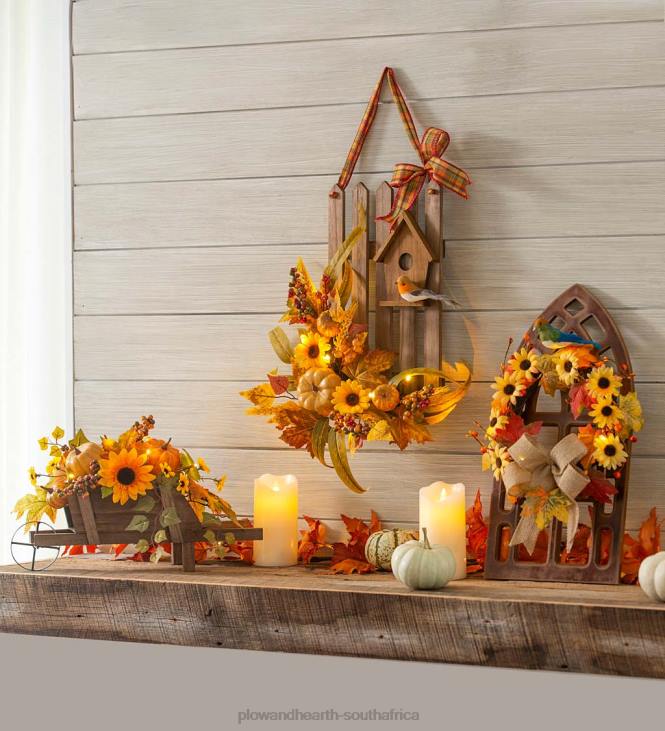 Houseware Plow & Hearth Light- Up Fence and Birdhouse Harvest Wall Art NFLB2337