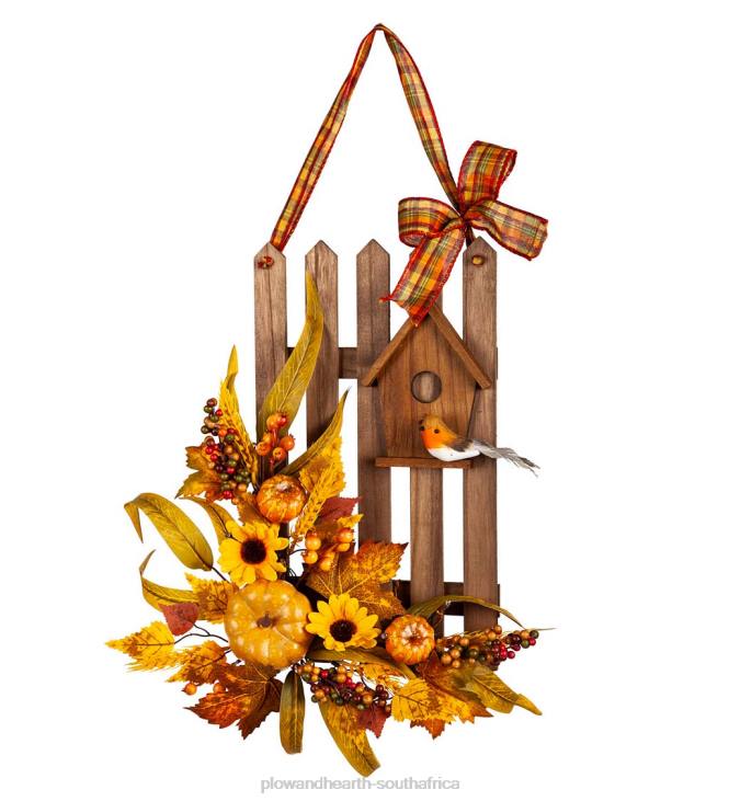 Houseware Plow & Hearth Light- Up Fence and Birdhouse Harvest Wall Art NFLB2337