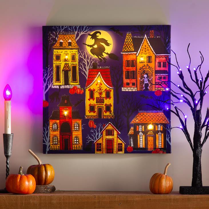 Houseware Plow & Hearth Lighted Halloween Wall Art NFLB2368