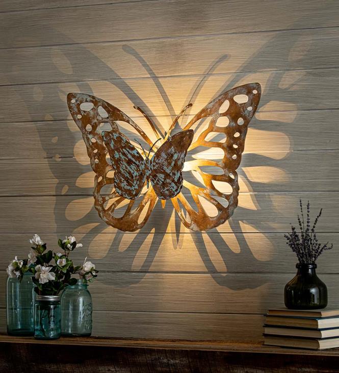 Houseware Plow & Hearth Lighted Laser-Cut Butterfly Wall Art NFLB2387