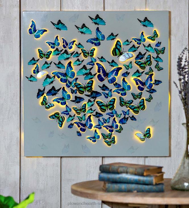Houseware Plow & Hearth Lighted Metallic Butterfly Wall Art NFLB2421