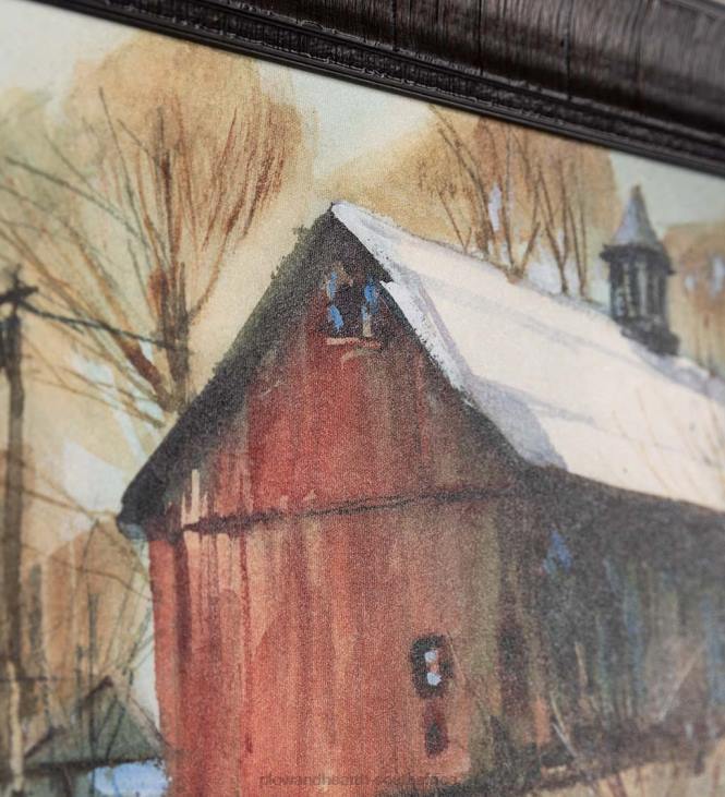 Houseware Plow & Hearth Old Cumington Barn Framed Wall Art Painting NFLB2532