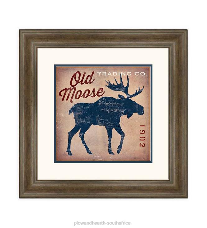 Houseware Plow & Hearth Old Moose Trading Framed Wall Art NFLB2531