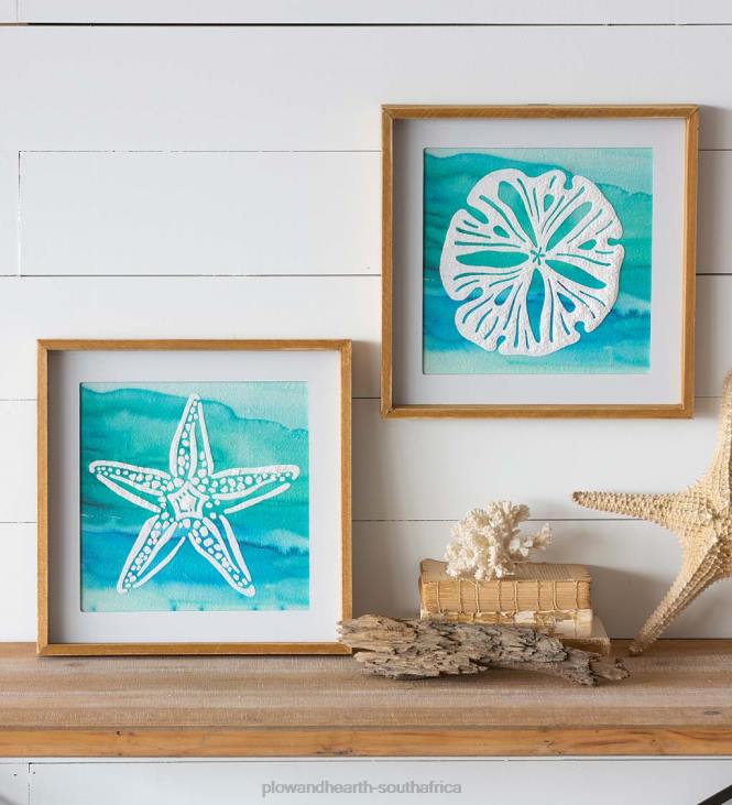 Houseware Plow & Hearth Sand Dollar and Starfish Framed Wall Art, Set of 2 NFLB2543
