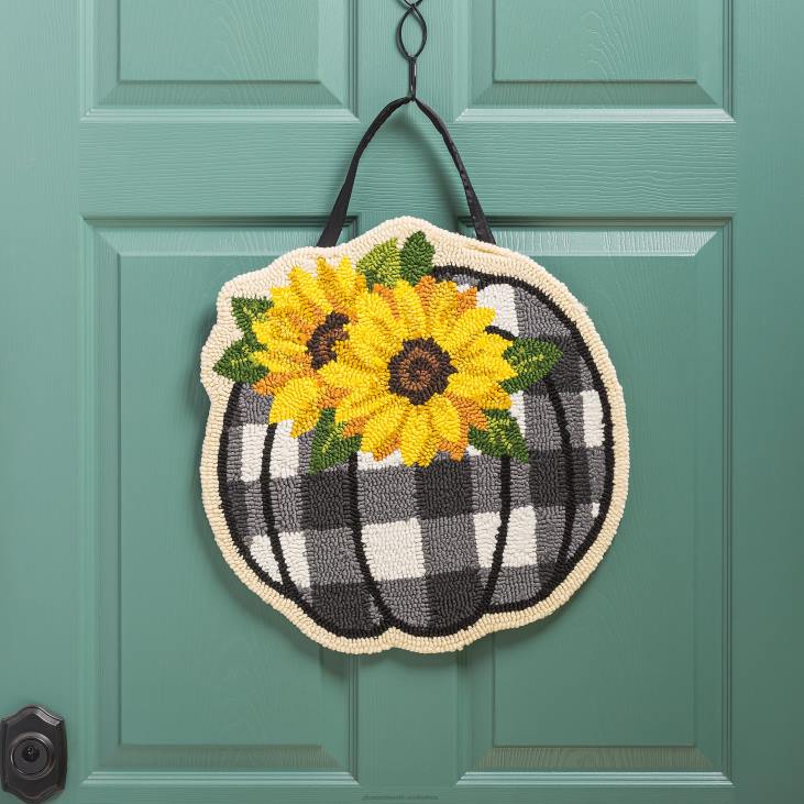 Houseware Plow & Hearth Indoor/Outdoor Pumpkin and Sunflowers Hooked Door Decor NFLB2503
